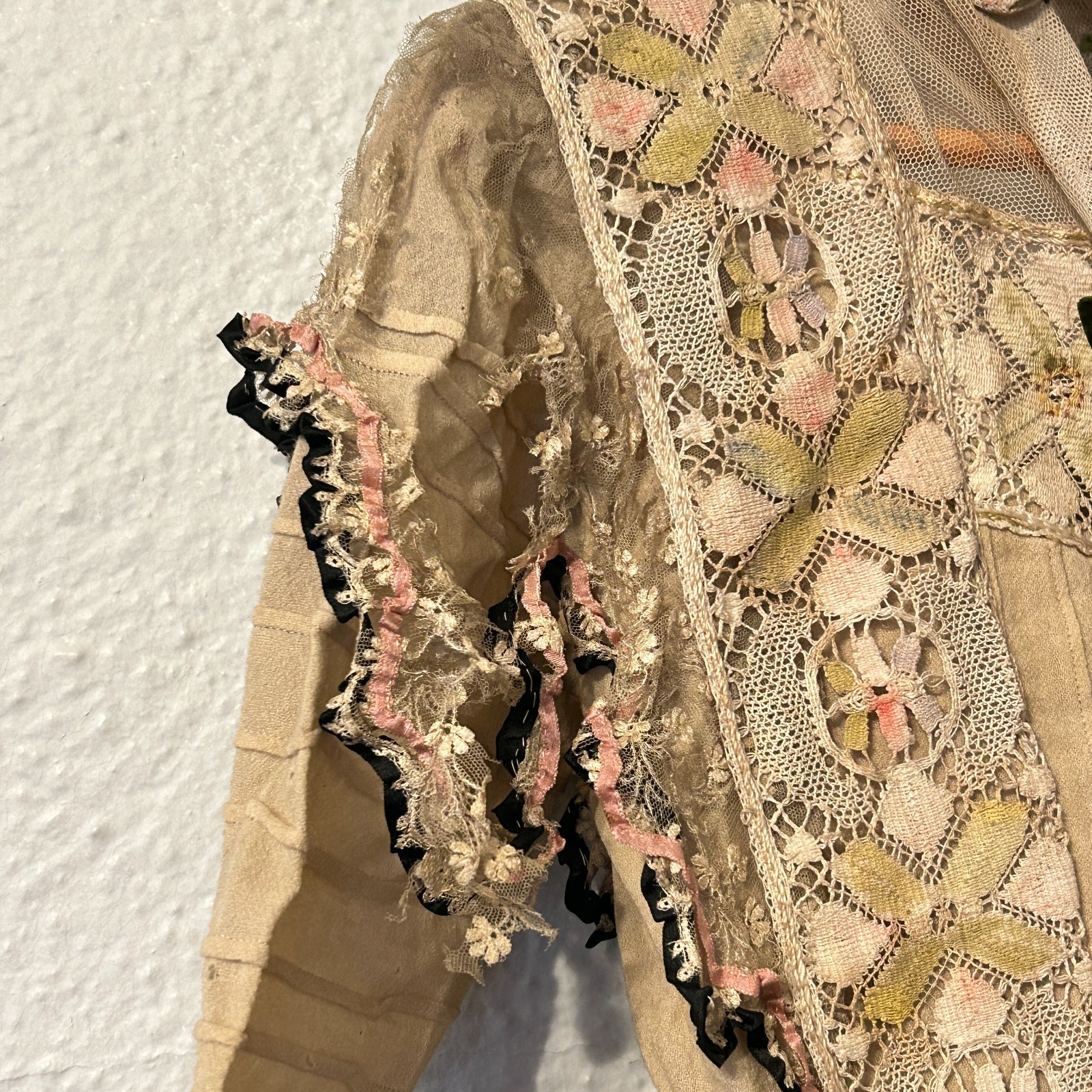 AS IS Study Antique 1890’s Victorian Gown Wool Lace Dress