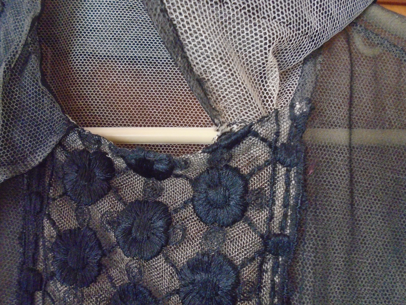 ANTIQUE 1910&rsquo;s 20&rsquo;s EDWARDIAN BLACK SHEER MESH BLOUSE LINED SOUTACH TRIM Sz S-M
