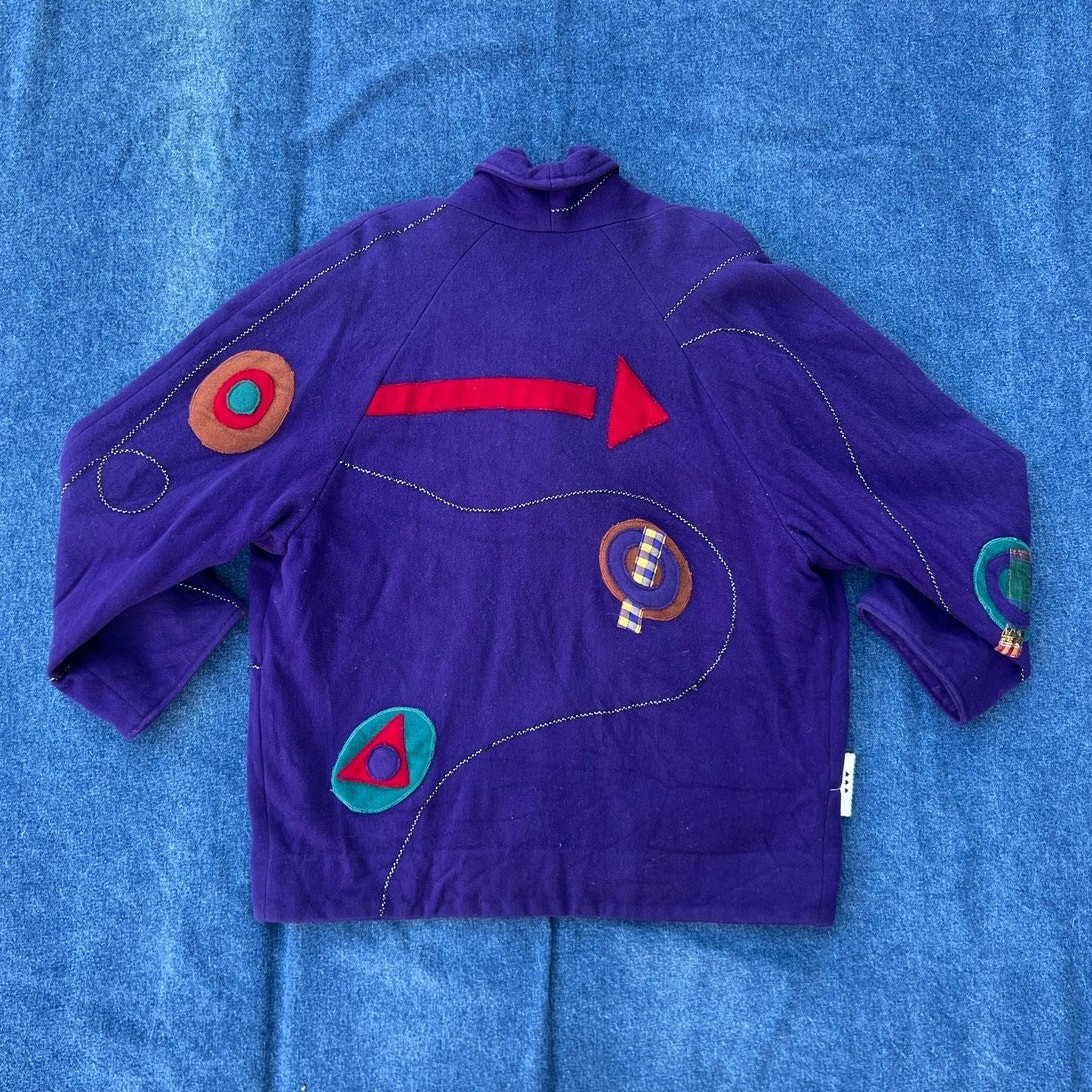90s Canvasbacks abstract patchwork wool coat