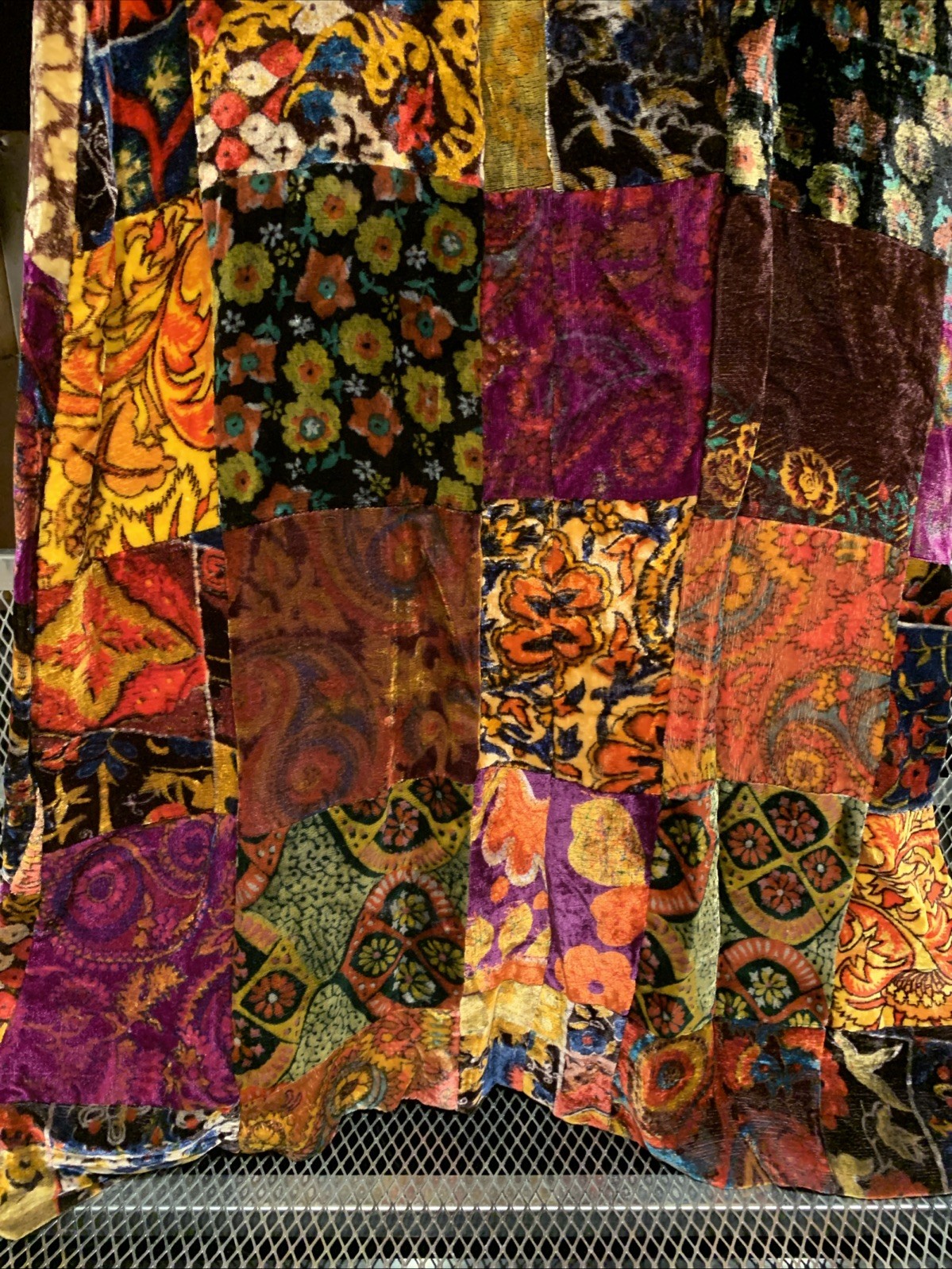 VINTAGE Vicky Vaughn Velvet Patchwork Long Skirt Gypsie Boho Hippy 70s 24&Prime; Waist