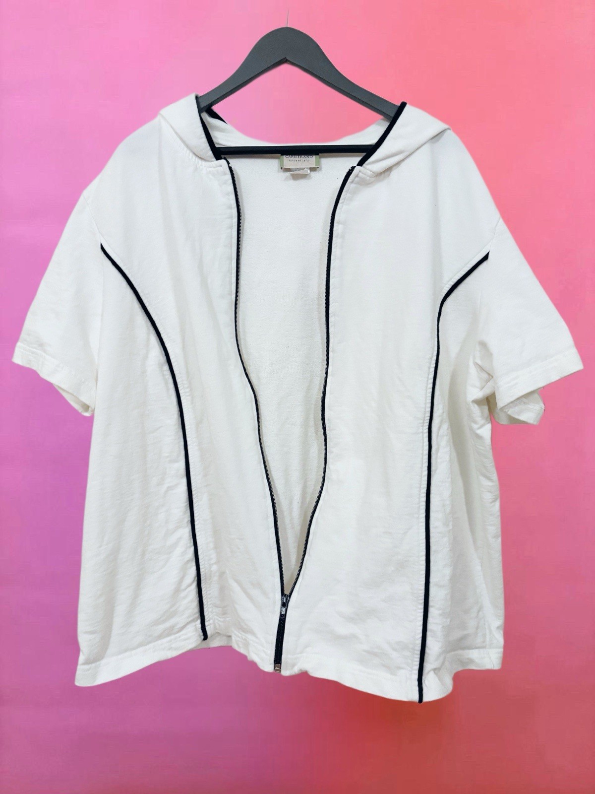 Vintage 1990s Capistrano Essentials White Black Zip-Up Hoodie T-Shirt – 2XL 3XL