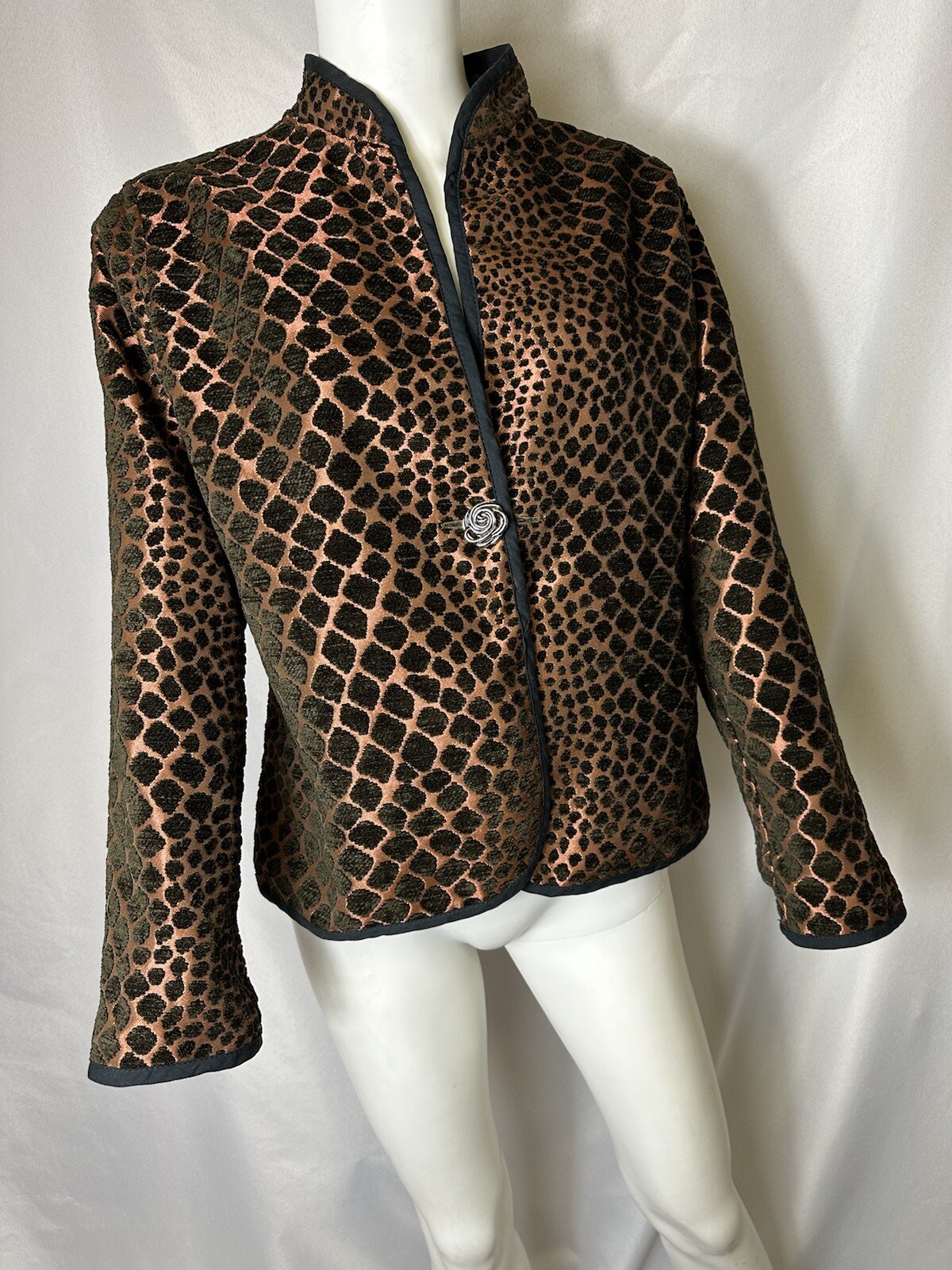 STUNNING VINTAGE REVERSIBLE BLAZER No Tag Pit To Pit 19 Blk & Copper