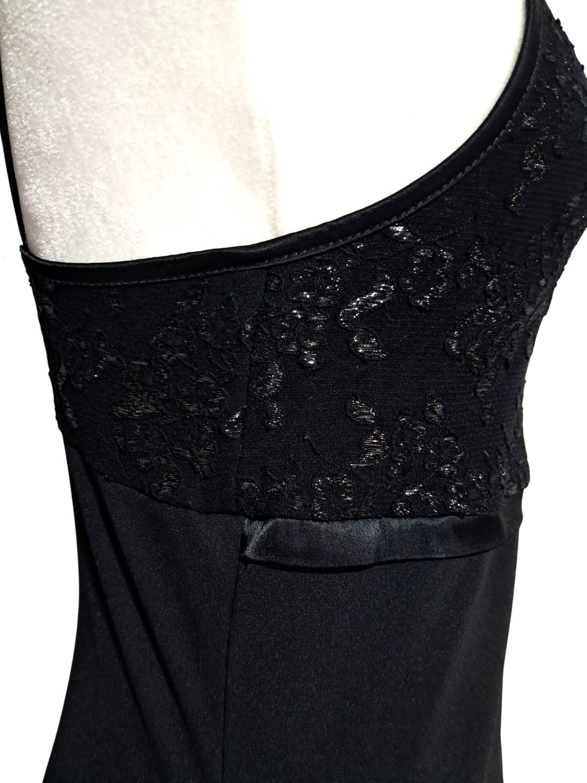 90s Byer Too Sz M Black Whimsygoth Floral Metallic Bodice Floor Length Formal