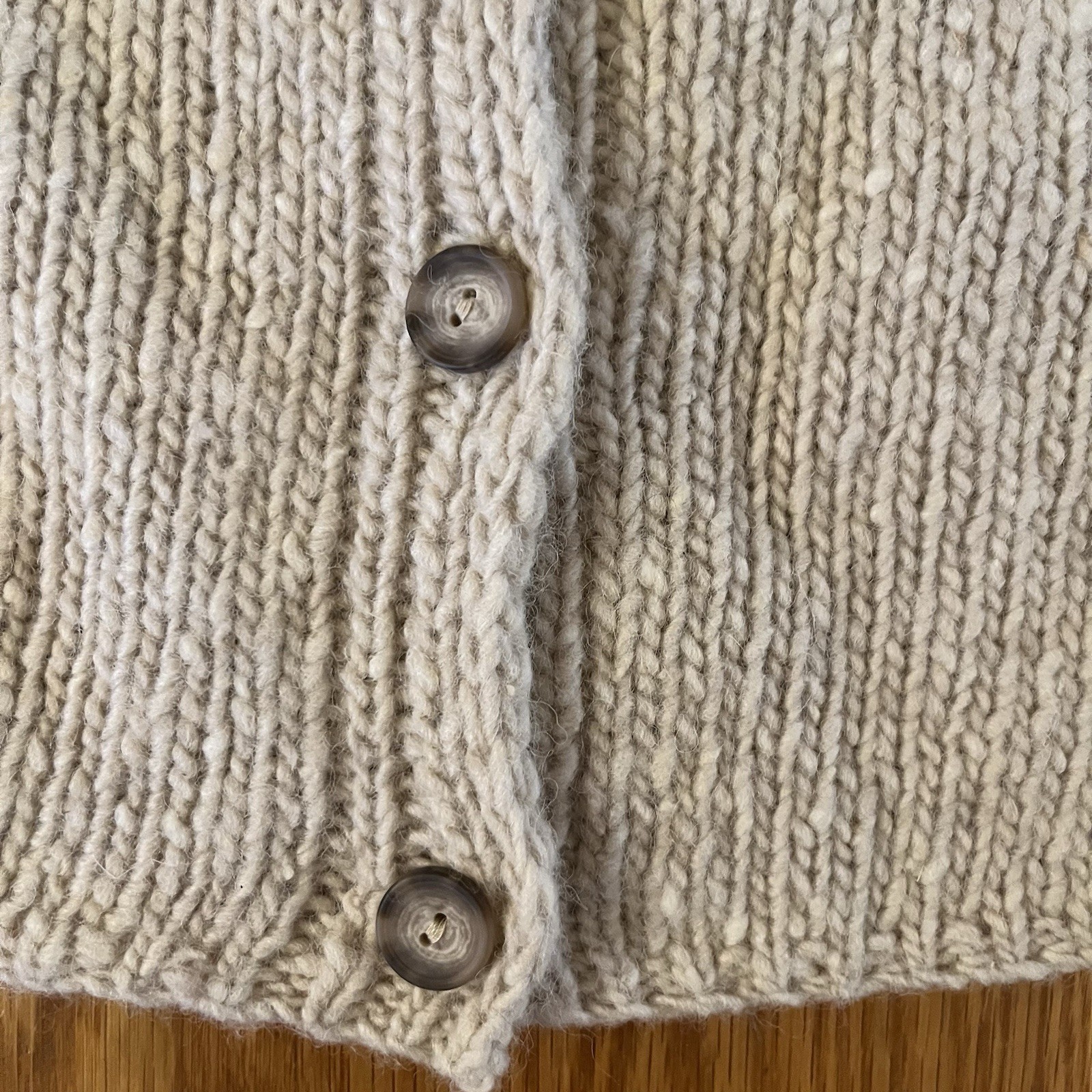 Vintage NWT Laura Ashley Wool Sweater Cardigan Oatmeal Cable Knit Sz Medium
