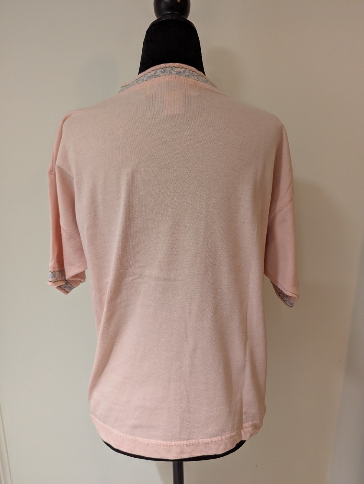 Vintage 1990s Brandon Pink Pullover Top Shirt Large Cotton Poly Blend Pocket