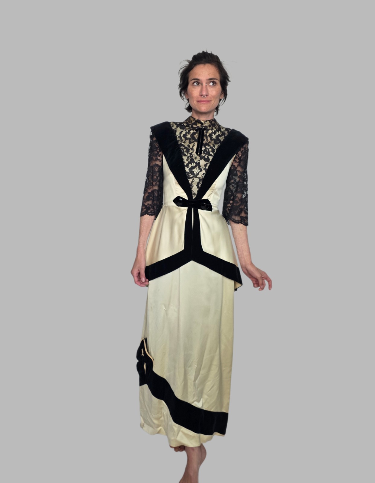 Authentic Edwardian Silk & Velvet Evening Gown | Titanic Era Dress c.1910 |…