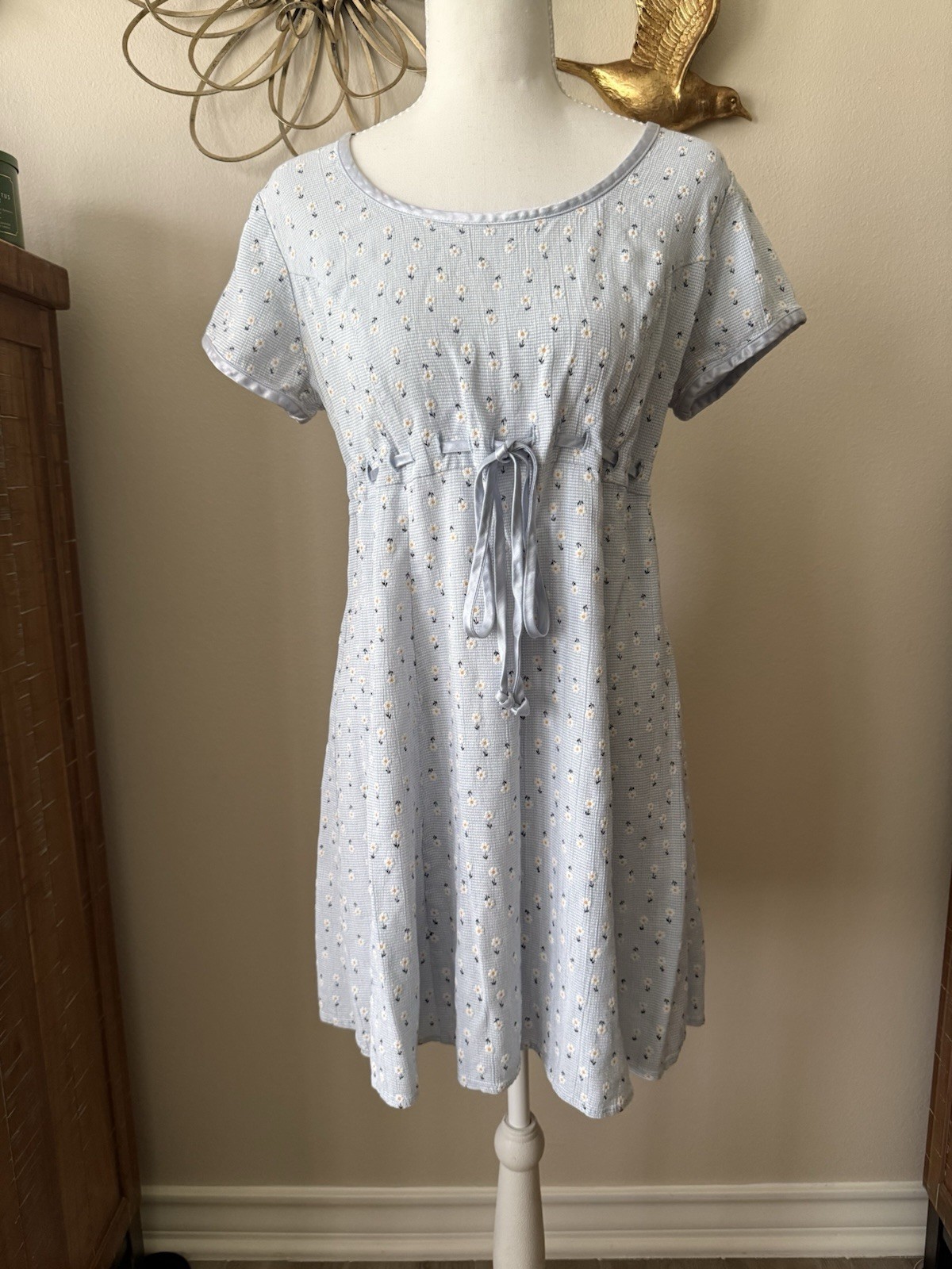 Vintage All That Jazz Blue Daisy Babydoll Dress 90s Cottagecore Grunge 13/14