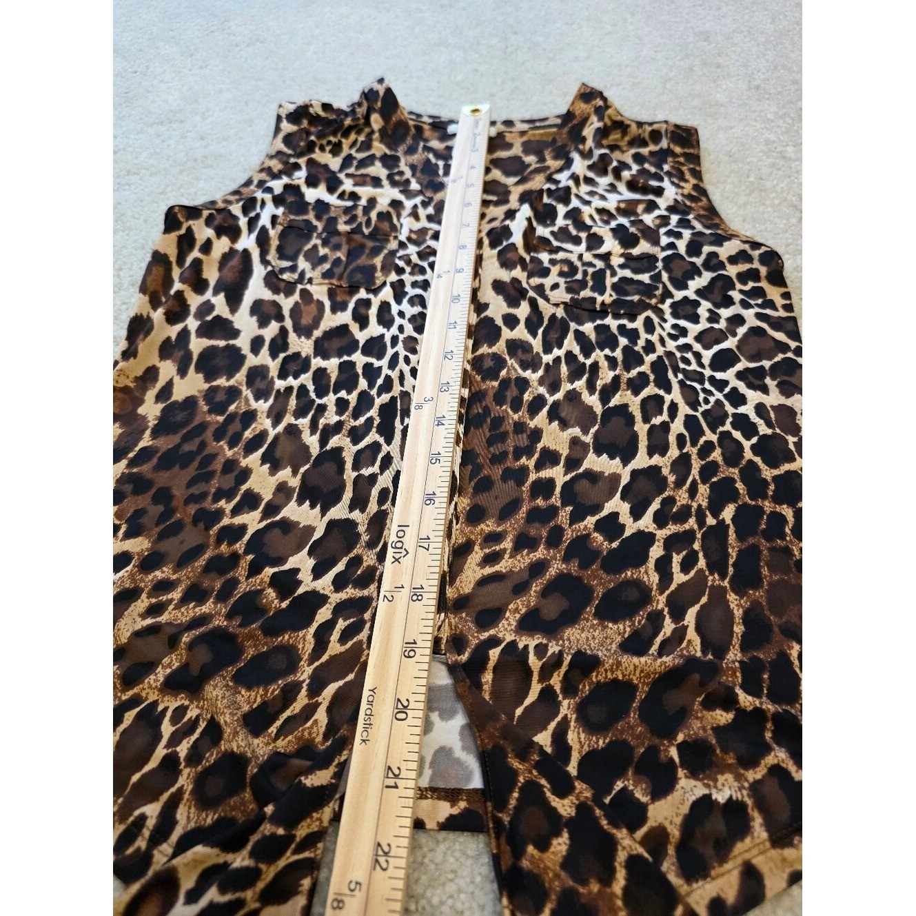 Cache Leopard Print Tie-Front Sleeveless Tank in Brown and Black Size S