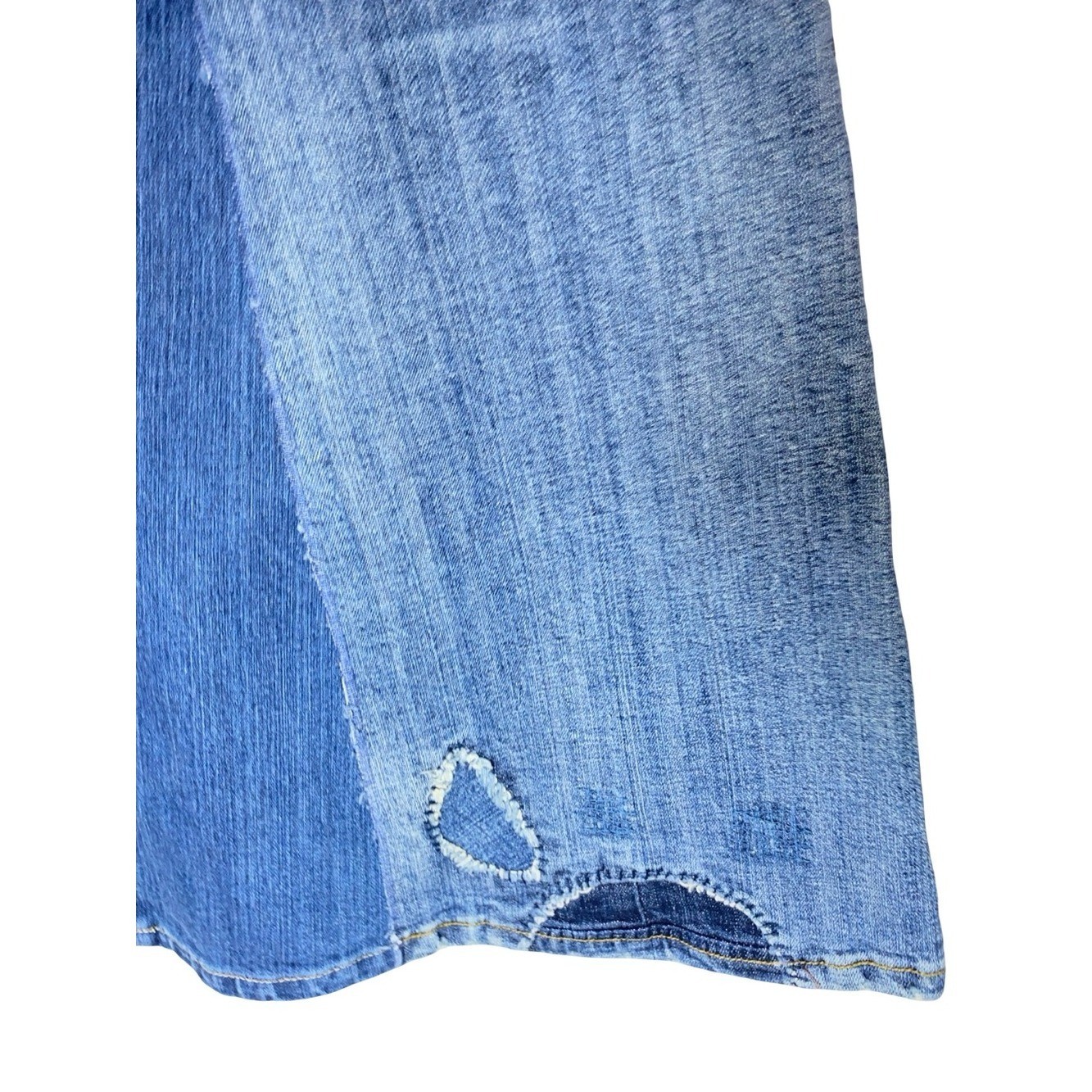 Vintage 7 For All Mankind Denim Patchwork Maxi Skirt Embroidered Y2K Boho