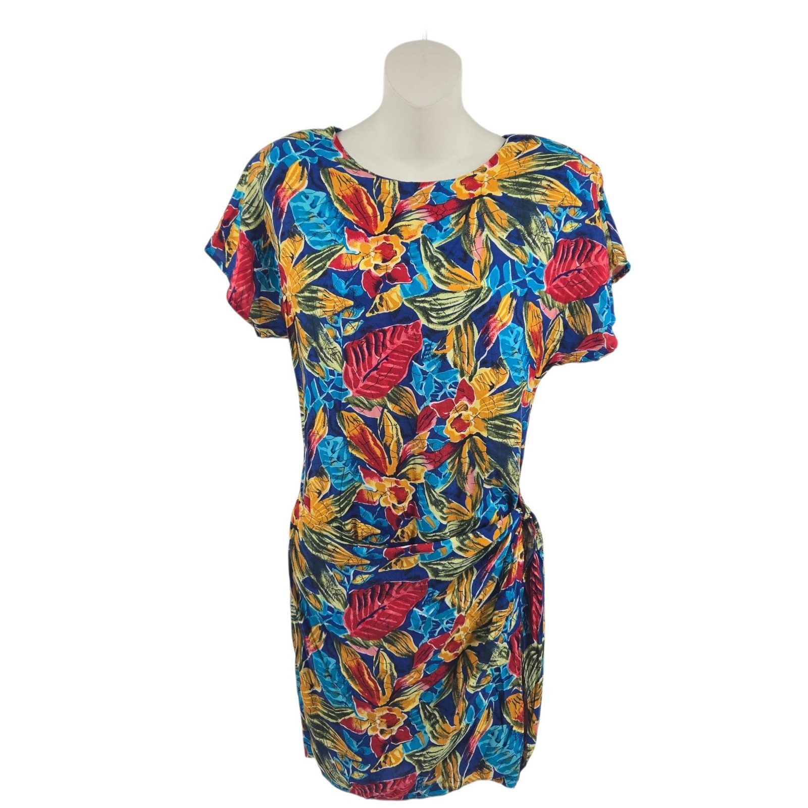 Joni Blair Mini Dress 7 Tropical Floral Vintage Resort Colorful Vacation Artsy