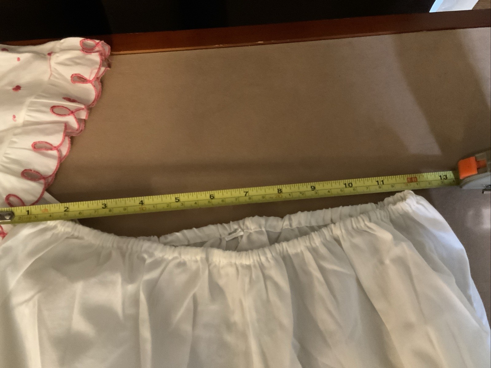 VTG Barbizon Nightie Bloomers M Ruffle Cottagecore Red Heart Blendaire Batiste