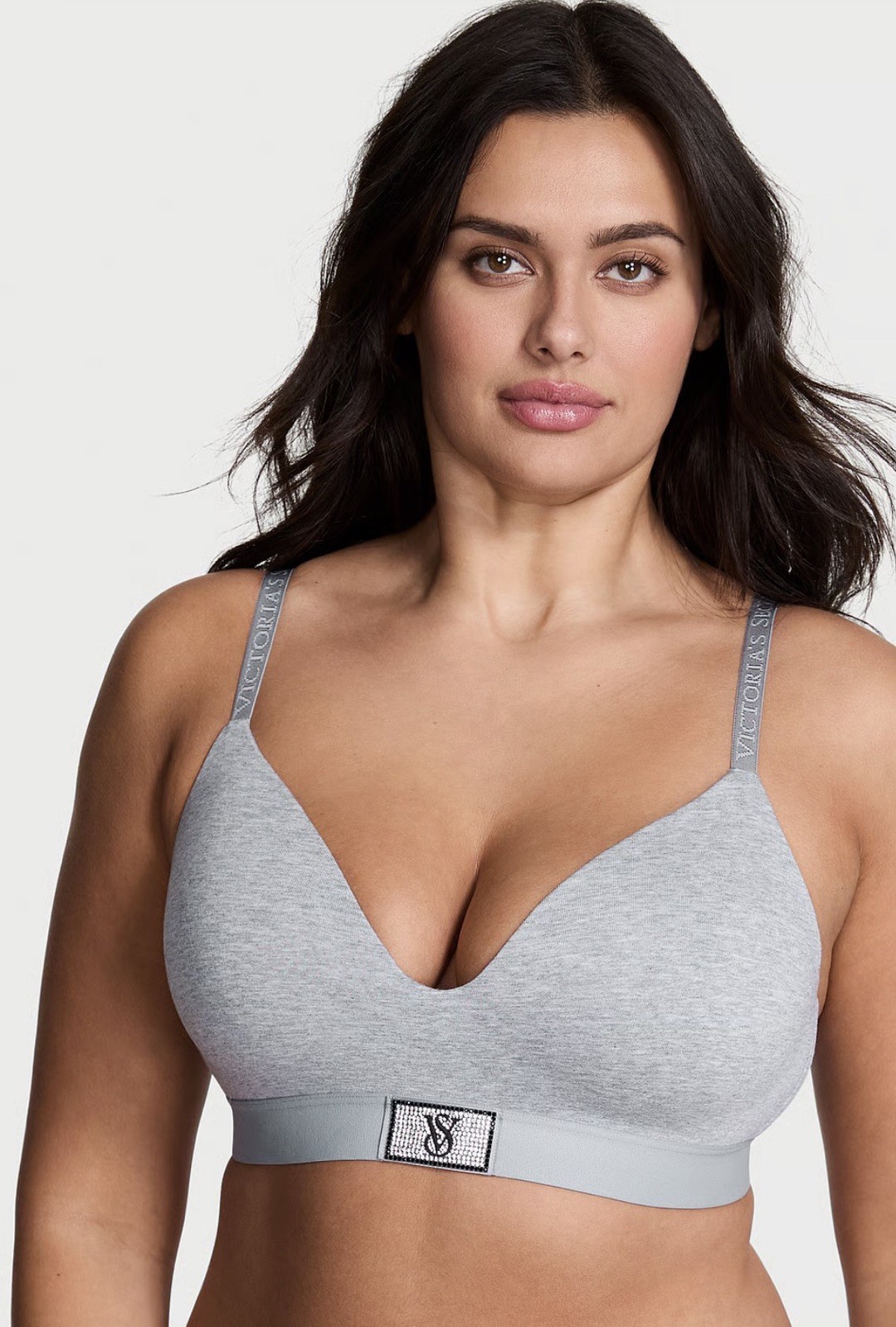 Victoria Secret Gray Shine Patch Lightly Wireless Bra 34B