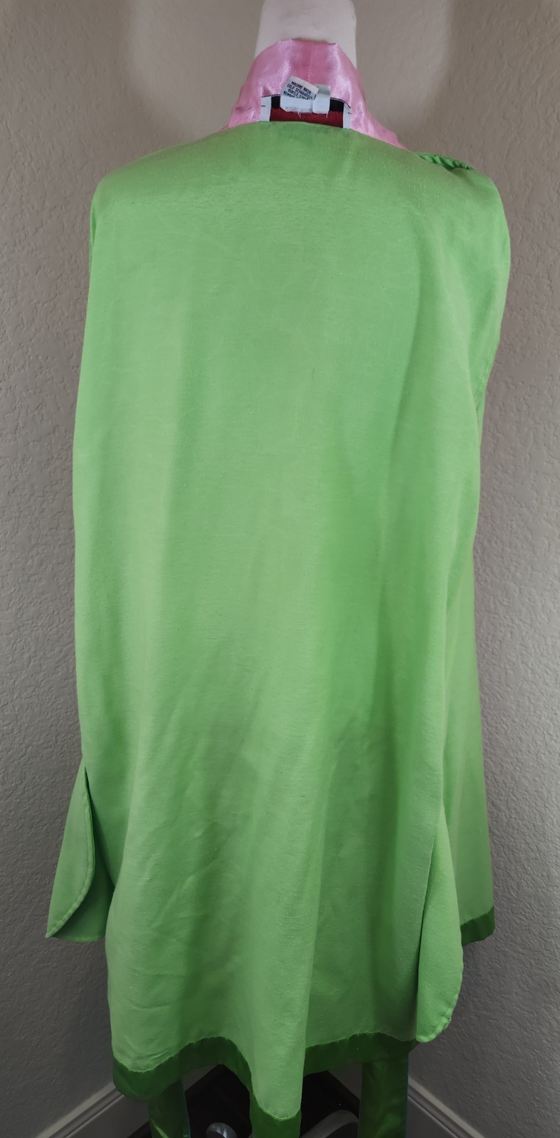 Fernando Sanchez Polyester/Cotton Short Robe Lounger Size S Green Pink