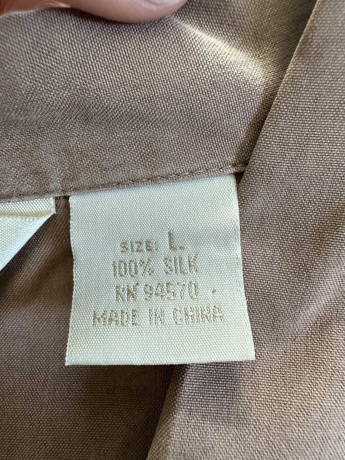 Vintage Peter Martin Quiet Luxury Brown 100% Silk Blouse Large