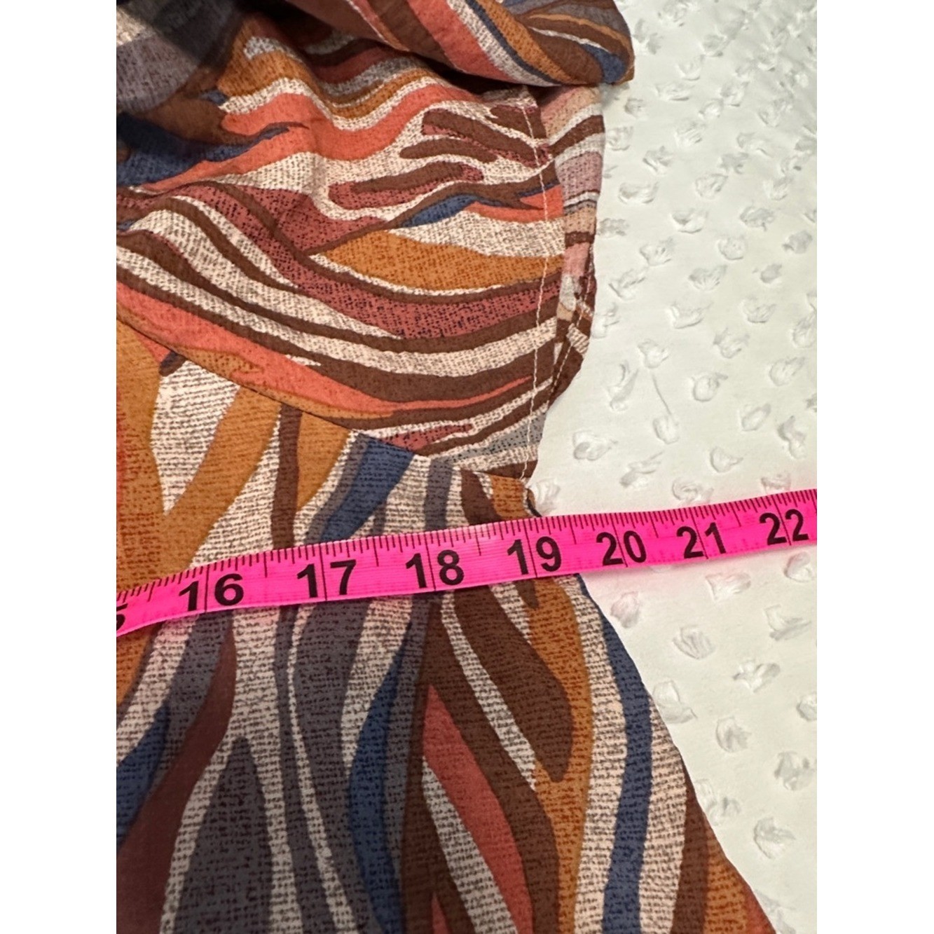 Robbie Bee Cottagecore Boho Coastal Retro Rust Multicolor Wave Print Dress SzL