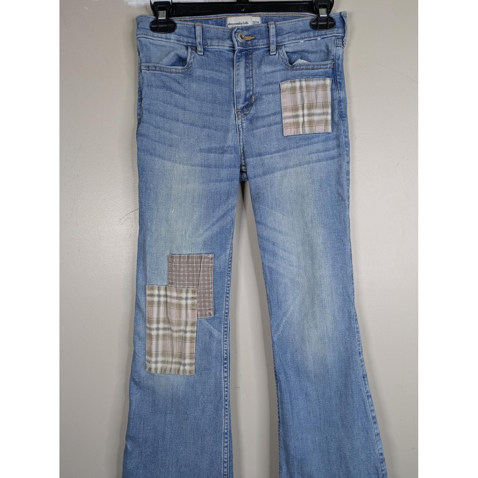 Y2K Abercrombie & Fitch High Rise Flare Jeans Patchwork Style Western 26 x 25in