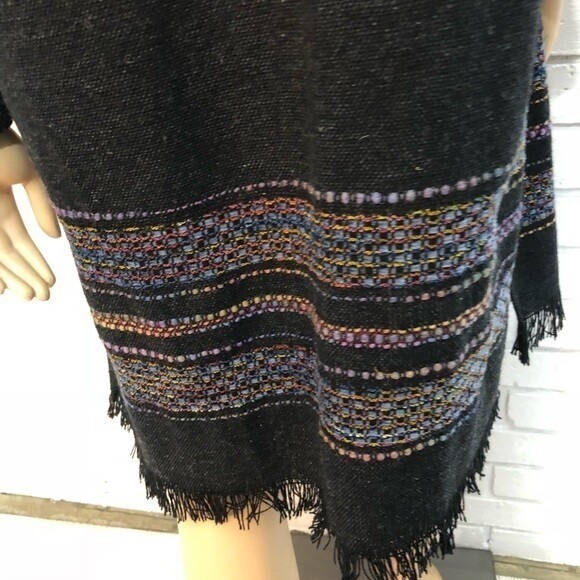 T. Garment Charcoal Grey Textured Button Front Tunic Jacket with Fringe Hem