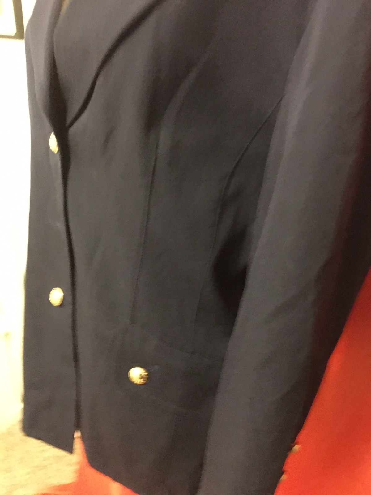 Laurel by Escada metallic crest wool blazer gold button stand collar size 44
