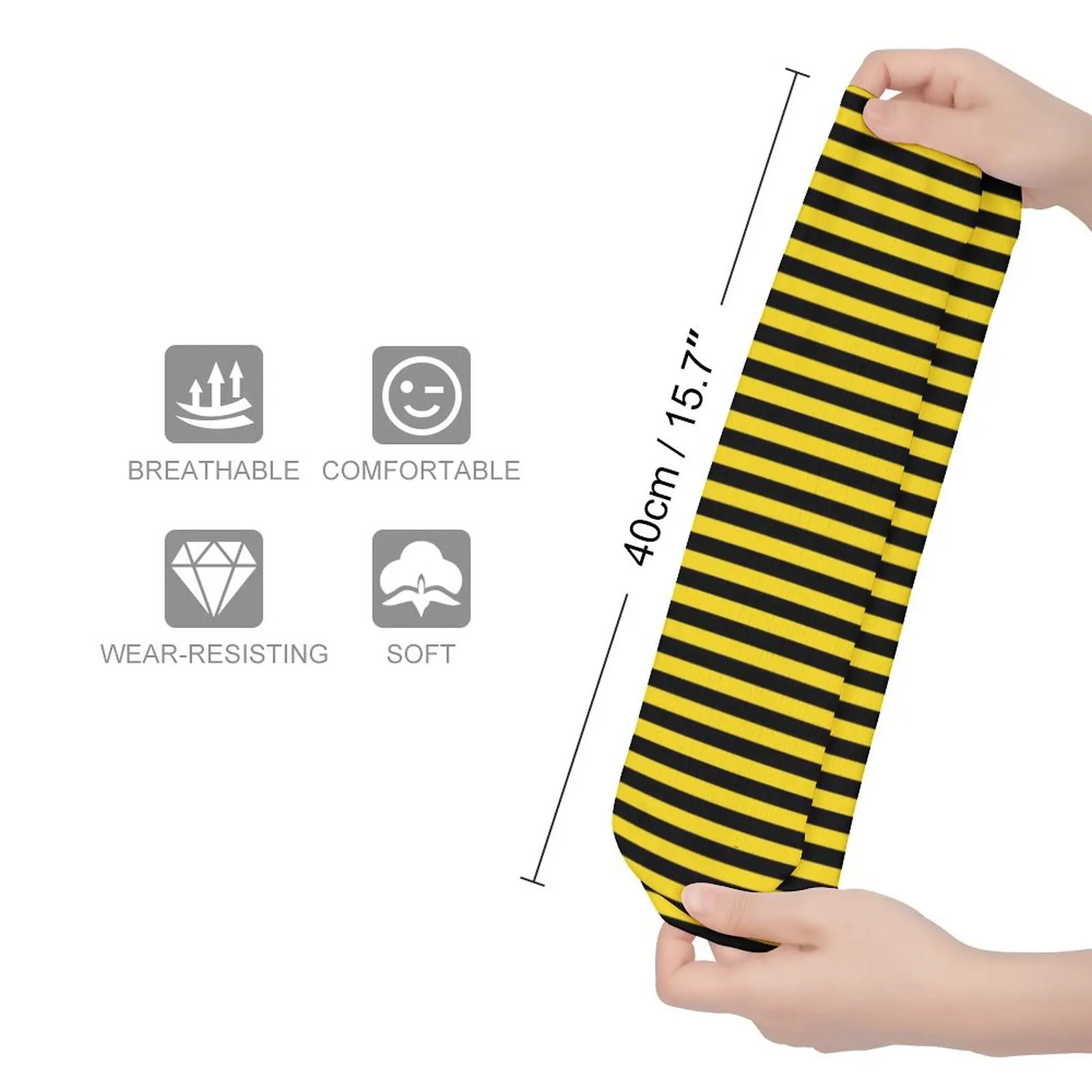 Bumble Bees Socks Yellow And Black Stripes Gothic Stockings Female High Quality