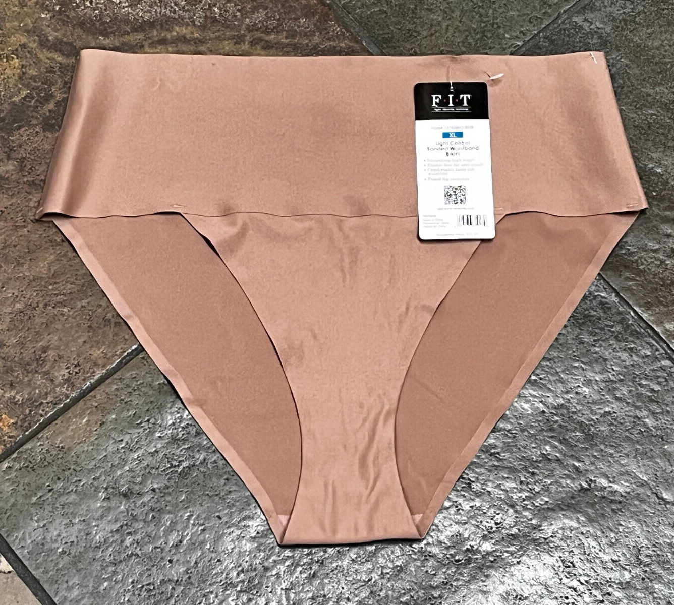F*I*T FIT Size XL Light control Bonded Bikini in Toffee Nylon spandex NWT #13783