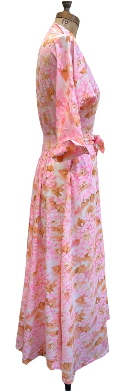 50s 60s Glamour Hostess Gown Floral Cotton Dogwood Print Fredericks of Hollywood