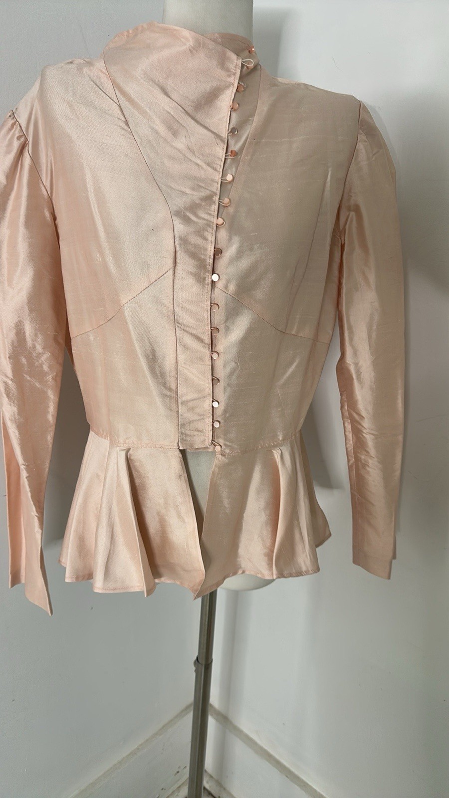 Vintage 80s Does Victorian Pink Regency Peplum blouse