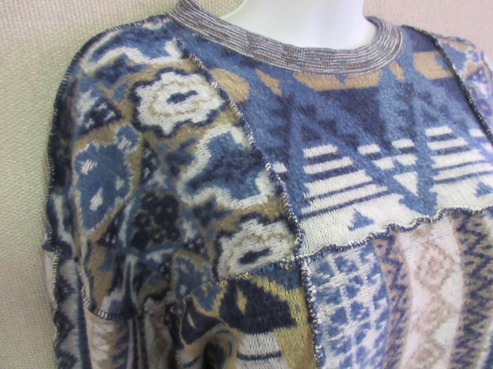 Vintage 90&rsquo;s Express Patchwork Slouch-Style Sweater GRUNGE One Size Fits S, M, L