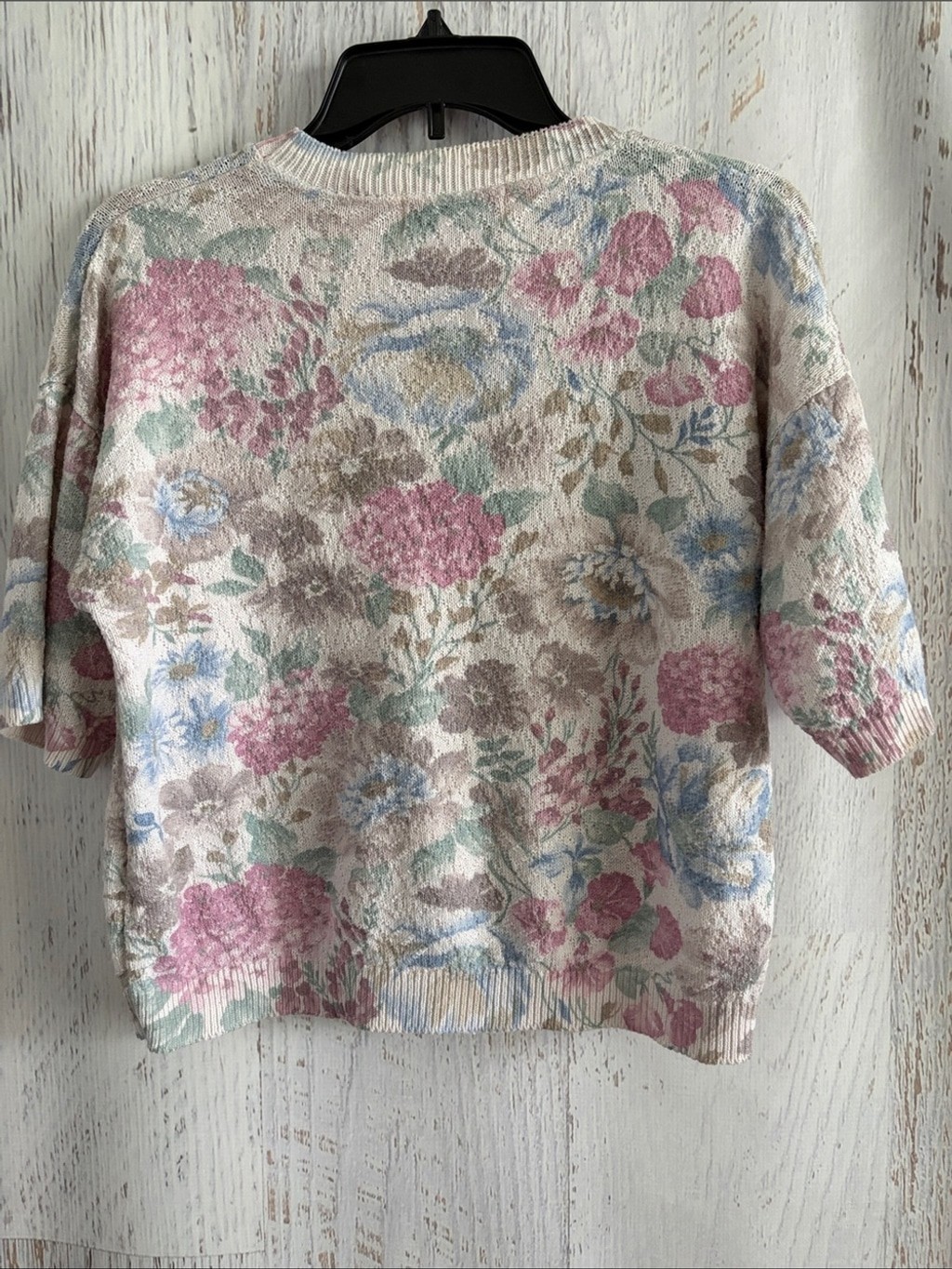 United States Sweaters vintage floral boxy fit light knit short sleeve sweater