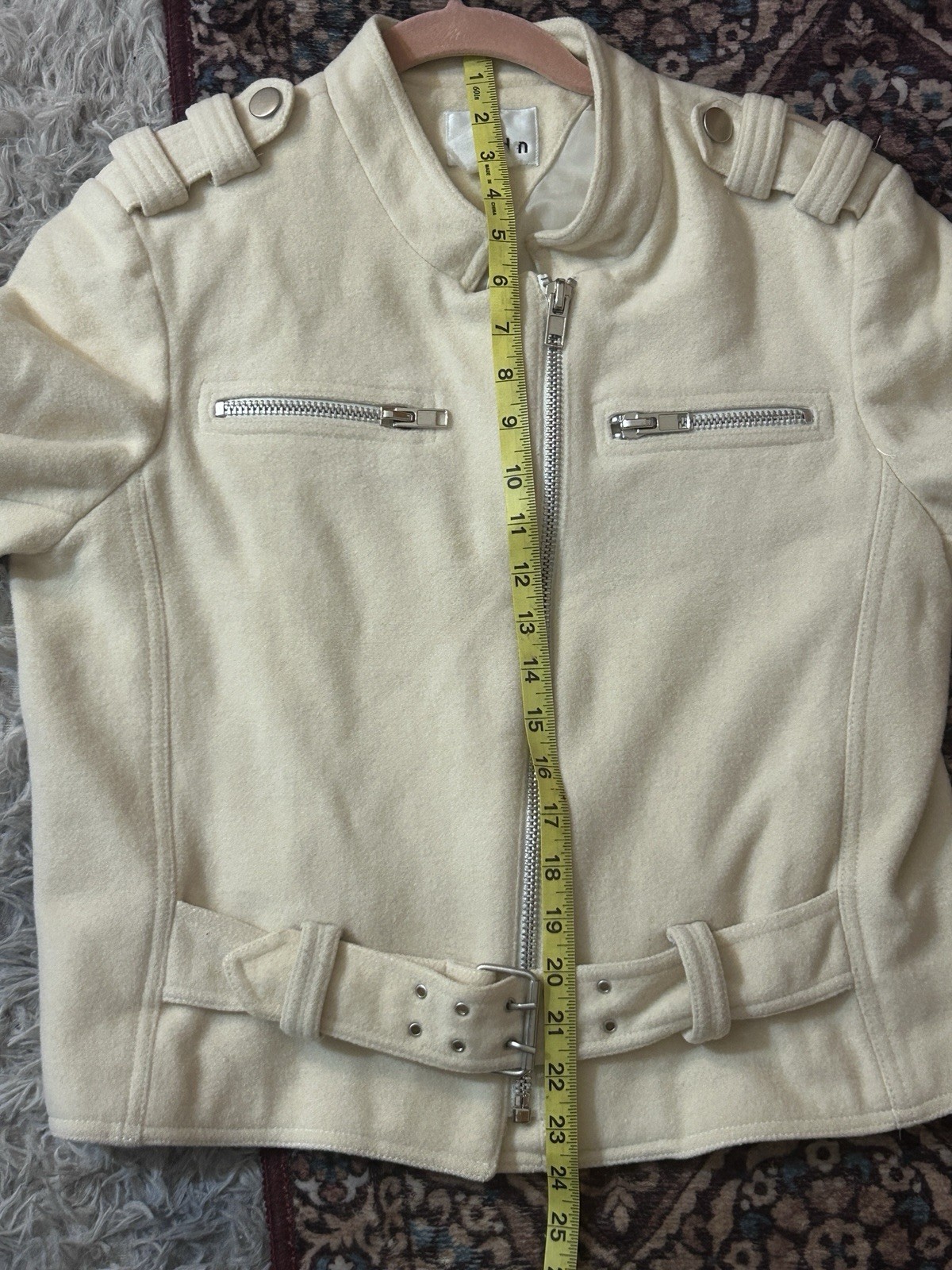 Vintage David N Moto Style Jacket wool Cashmere cream zip-up Romania Italy 80s