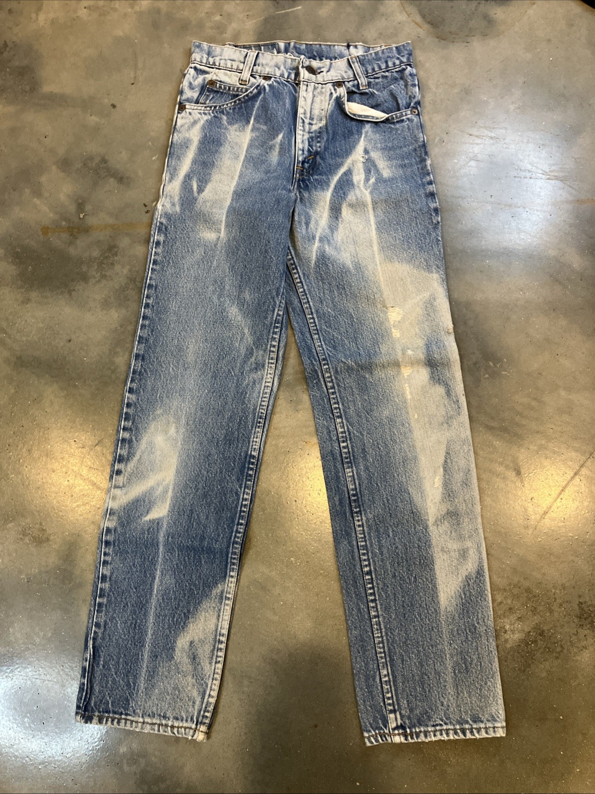 Vintage 80s Levi&rsquo;s 705 27×28.5 Student Orange Tab Denim Jeans USA Sun Faded WMNS