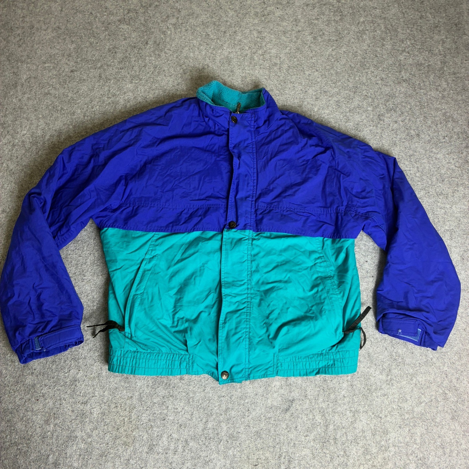 Vintage 90s Pacific Trail Women&rsquo;s M Colorblock Windbreaker Jacket Blue Fleece