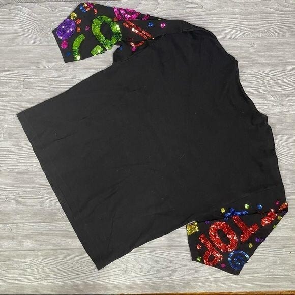 Vintage cotton cedars sequin crossing guard teacher school long sleeve shirt lg