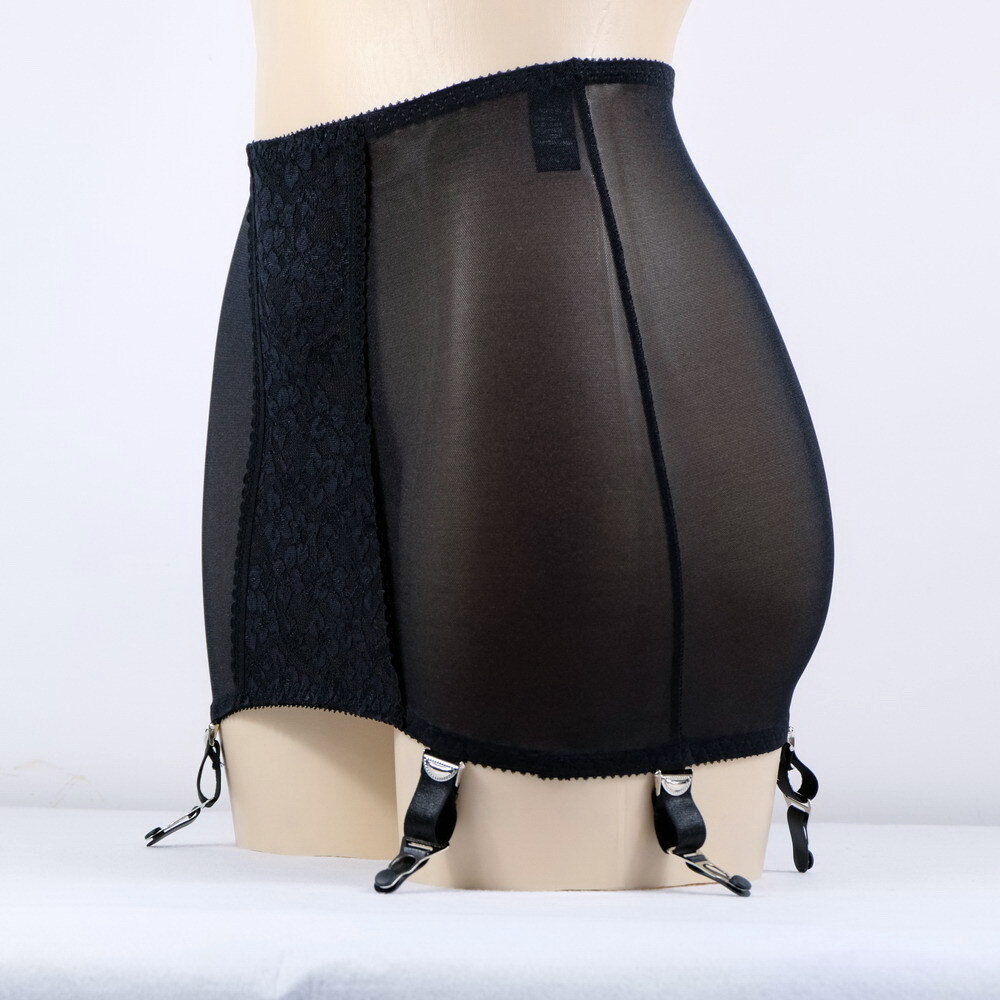 Luxallacki Open Bottom Girdles Lace Panel 6 Straps Garter Belt Underwear
