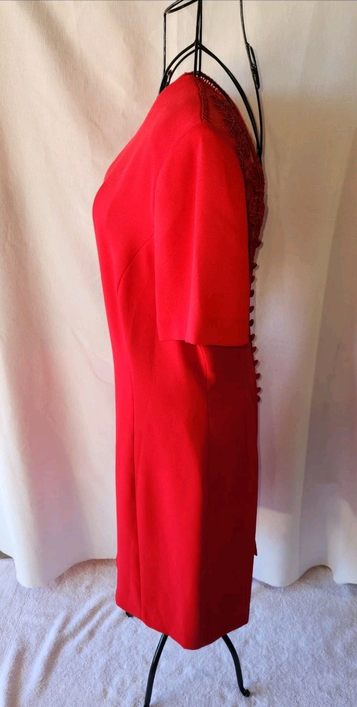 Donna Morgan Red Beaded/ Embroidered Chiffon Dress Formal/Cocktail Dress Sz 10