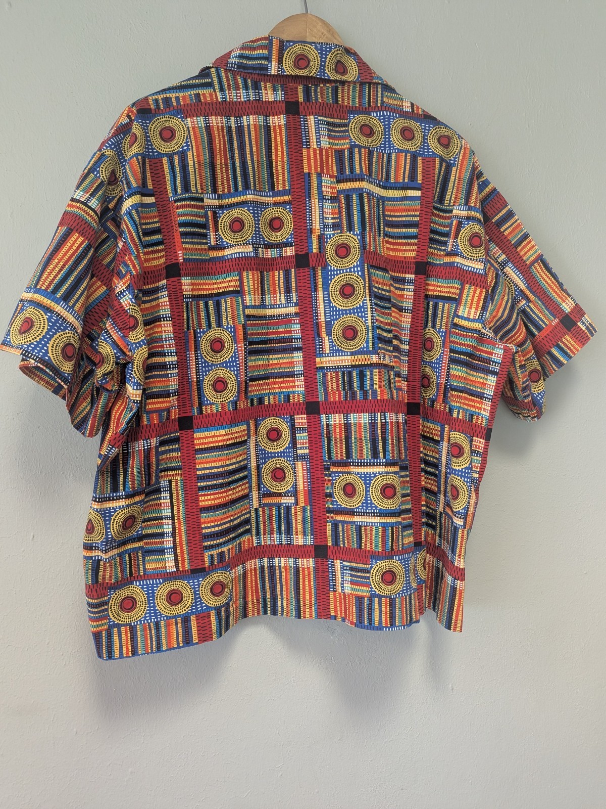 Handmade African Print Patchwork Button Up Shirt – Unique Artisan Piece