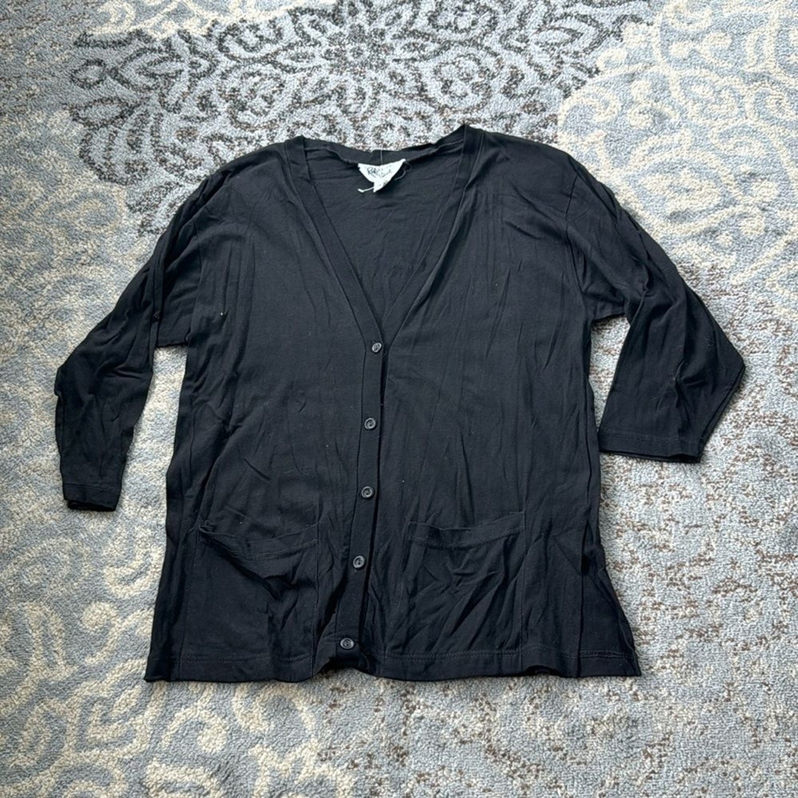 Vintage Reference Point Button Down Cardigan Black Medium