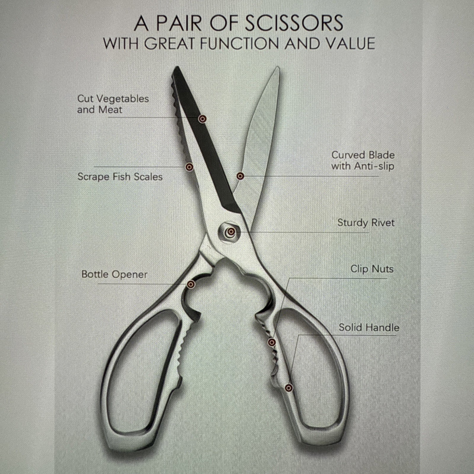 SimCoker Heavy-Duty Kitchen Shears | Stainless Steel, Ultra-Sharp, Multi-Purpose