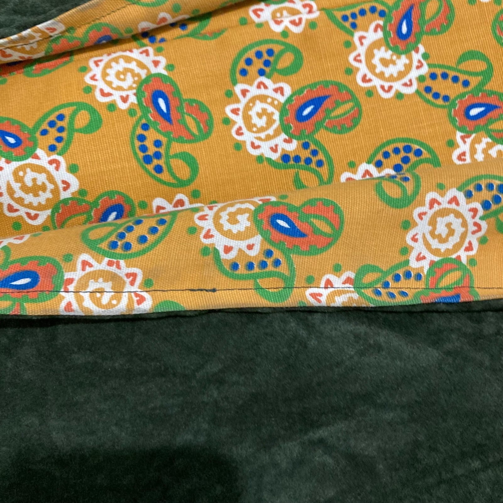 Vintage 70s Reversible Forest Green Yellow Paisley Mod Groovy Boho Vest