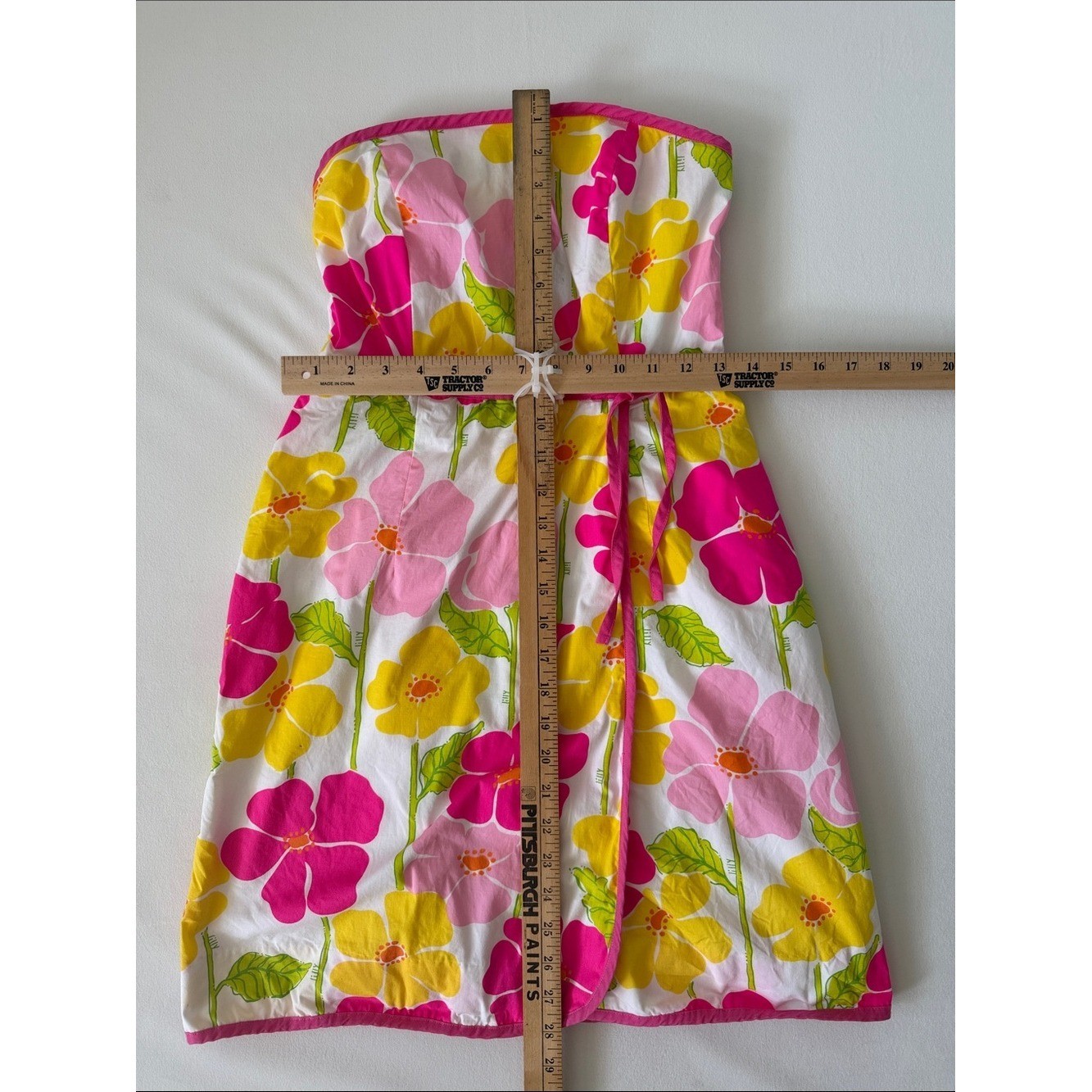 Lilly Pulitzer Vintage Floral Strapless Sundress in Pink, Yellow & White Size 4