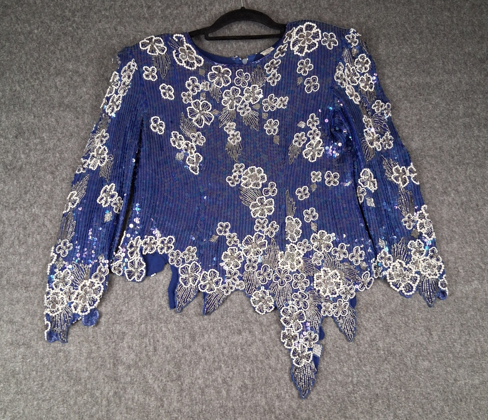 VTG Gatsby Flapper Evening Top Skirt Set Sequin 100% Silk Sz M Elegant India