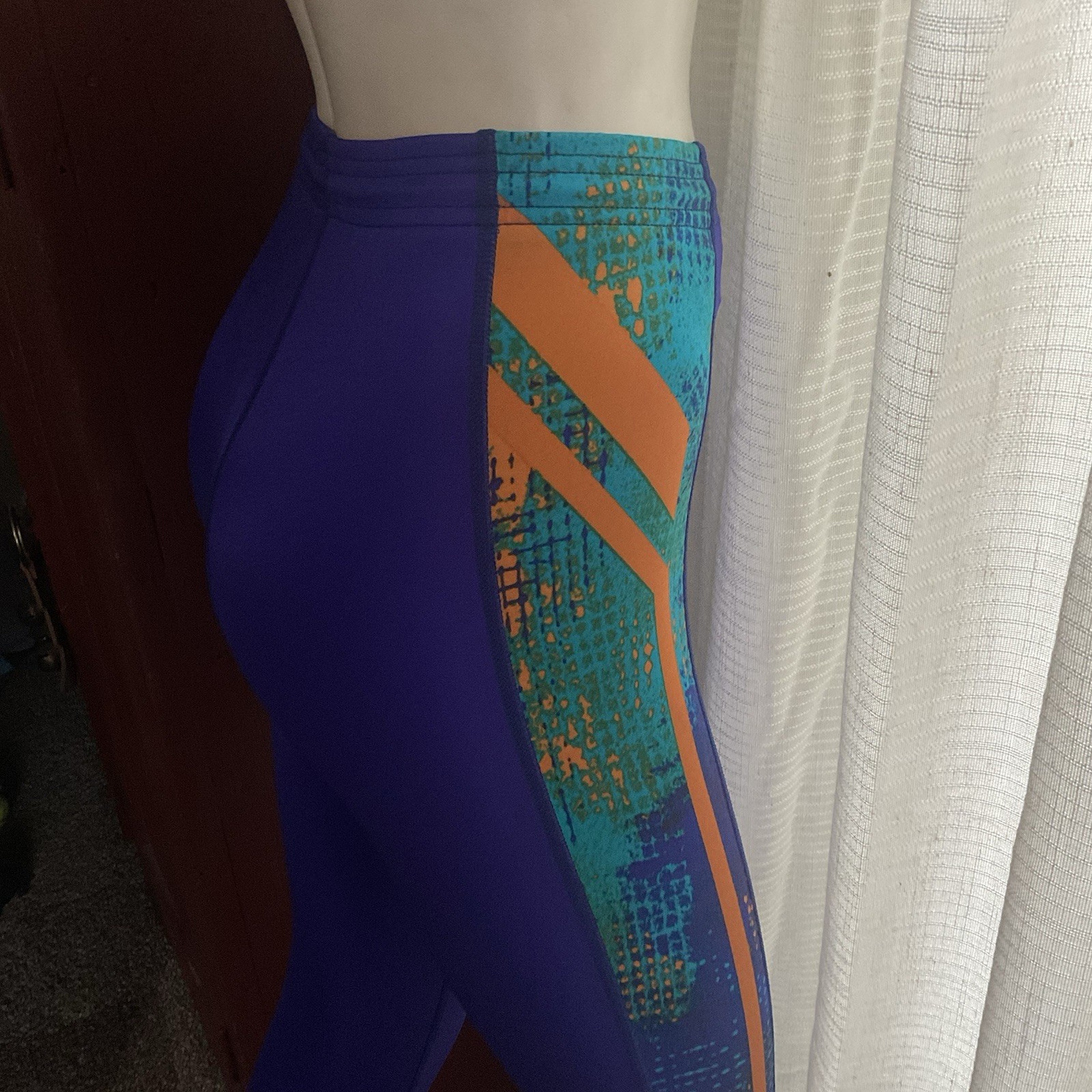 Vintage Nike Shiny Purple Side Stripe Spandex Leggings M