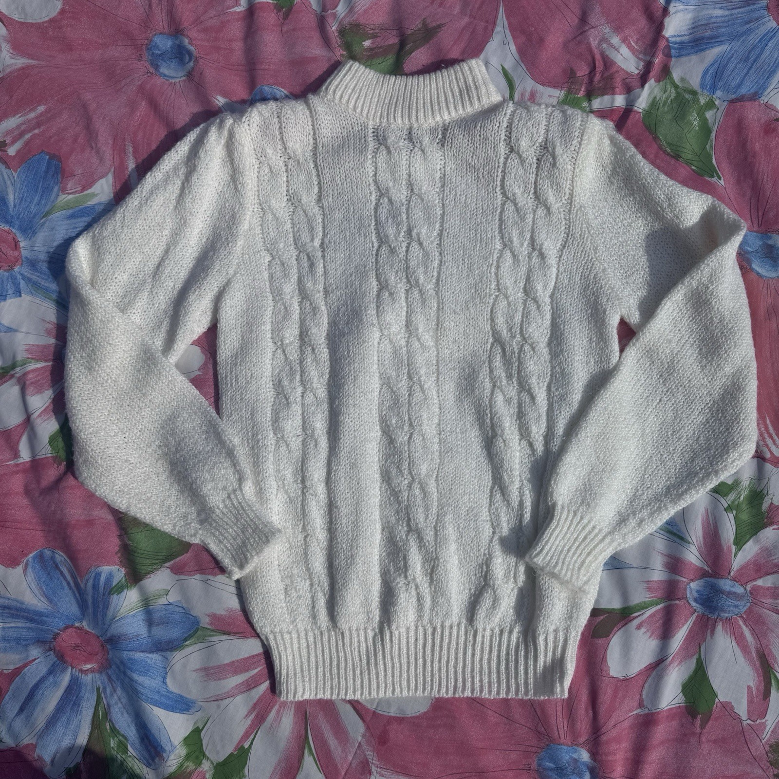 Vintage 1980s Partners By Mervyn’s Sweater – White Acrylic – Size S