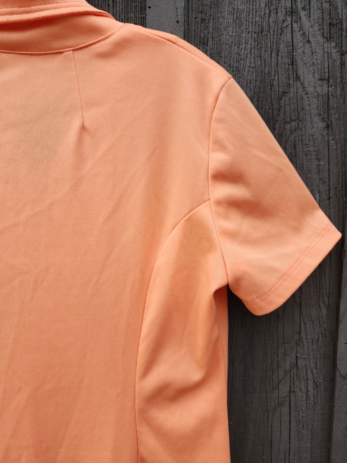 70s Handmade Solid Peach Color Double Knit Polyester Dress – Womens L-XL Vtg