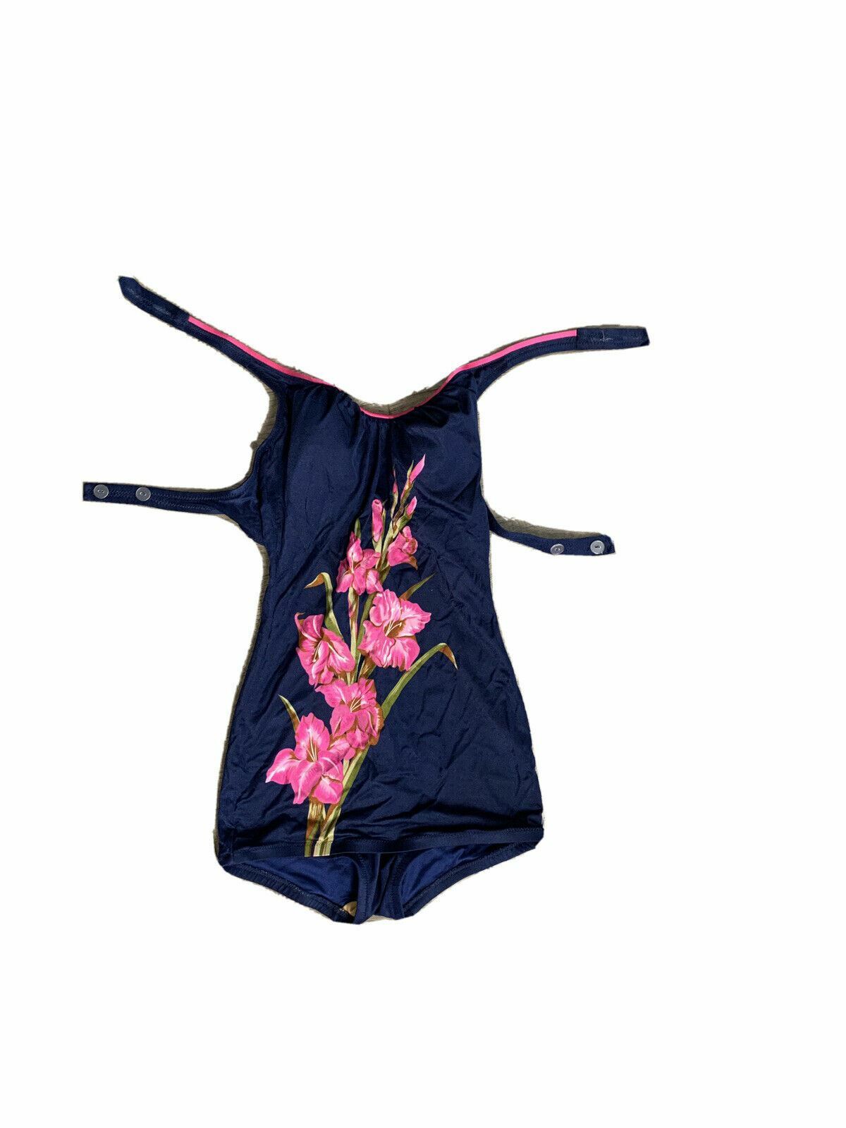 DeWeese Vtg Bombshell Pinup 1 pc Skirted Swimsuit Built In Bra Gladiola S Pink