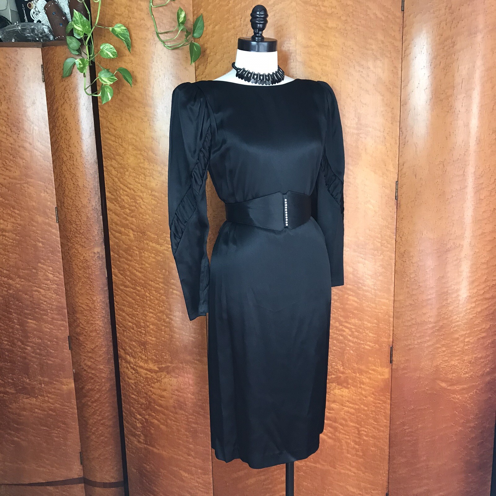 Designer 70’s 70s does 40’s 40s Vintage Black Ala Carte Cocktail Evening Dress M