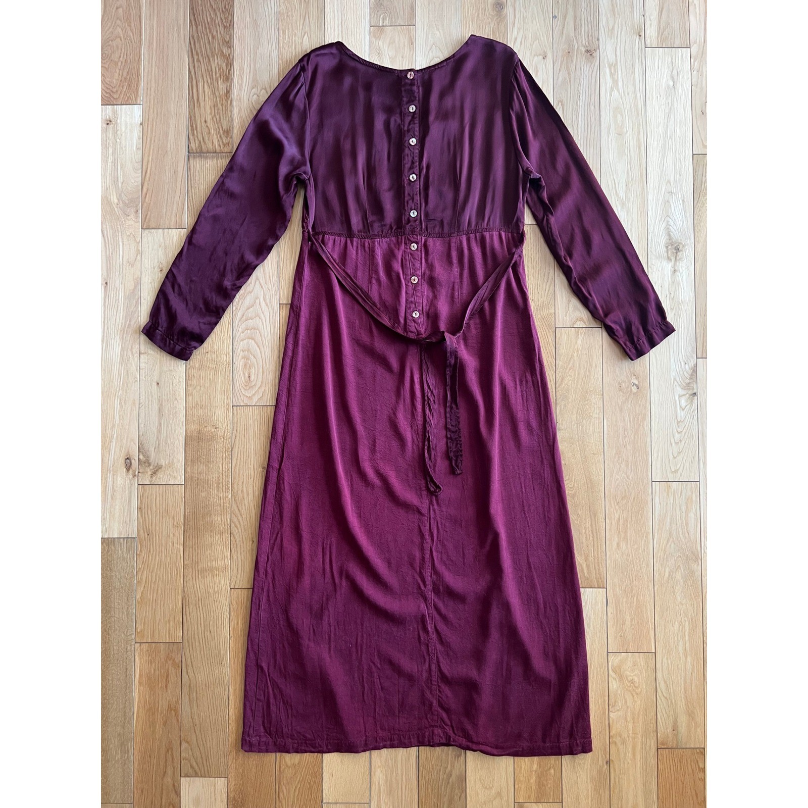 Vintage Johnny Was Collection Long Sleeve Embroidered Maroon Maxi Dress Womens L