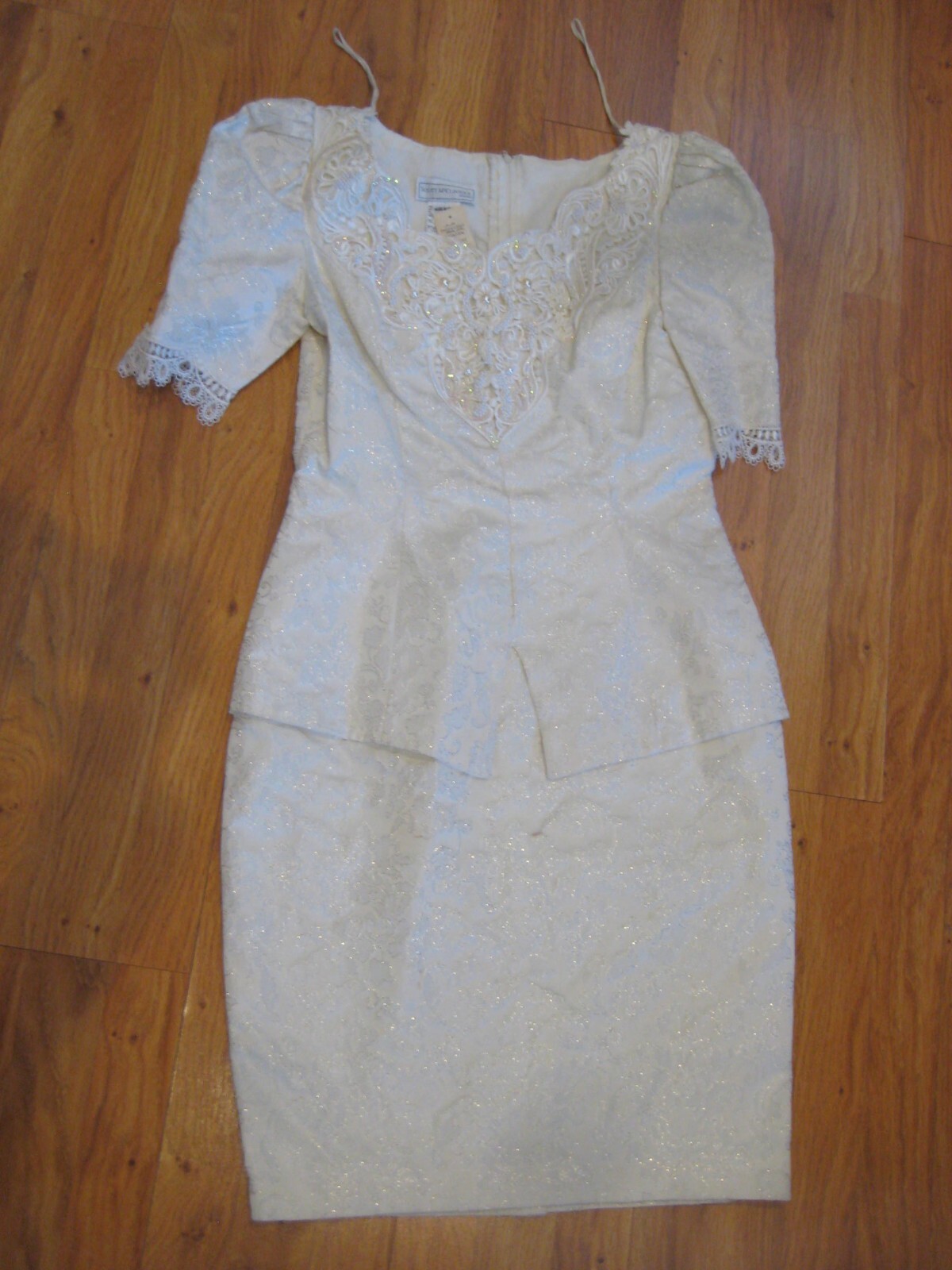 Scott McClintock vintage 80s fancy Deco White Lace Sheer Drop Waist 10 Dress NWT