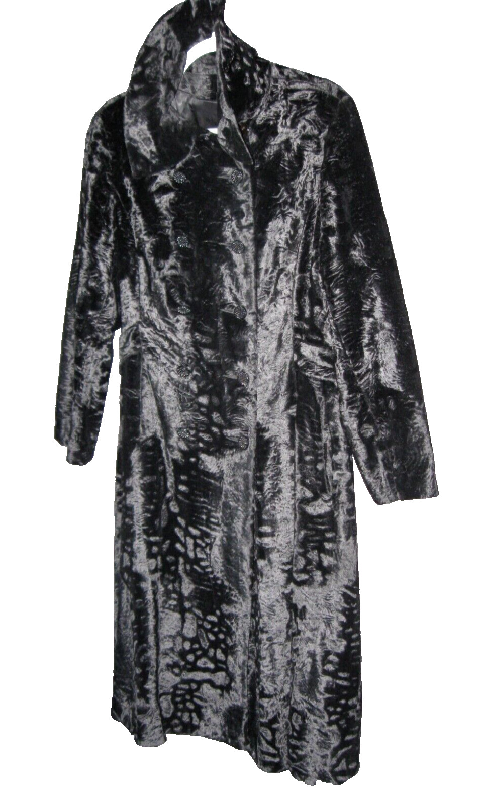 Vintage 1960&rsquo;s Black Crushed Velvet Coat Montaldo&rsquo;s & Borella Sportowne England