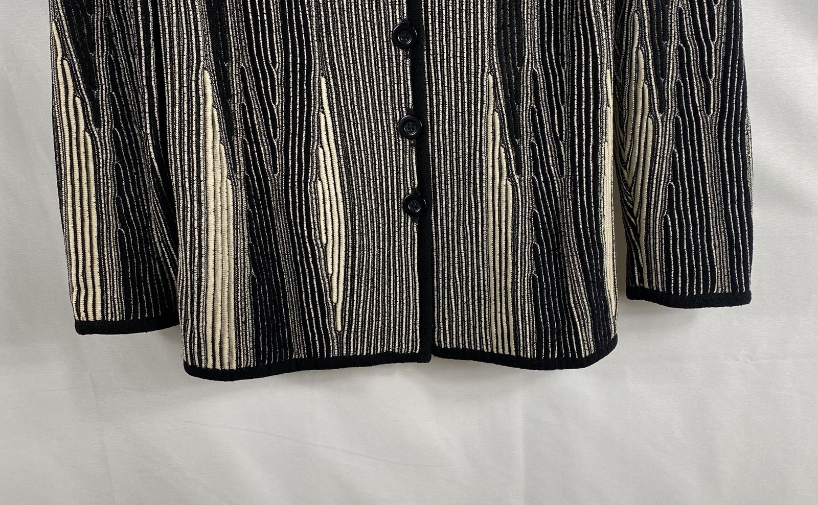 Vintage 90s Escada Margaretha Ley Women&rsquo;s Black White Textured Knit Jacket Sz 34