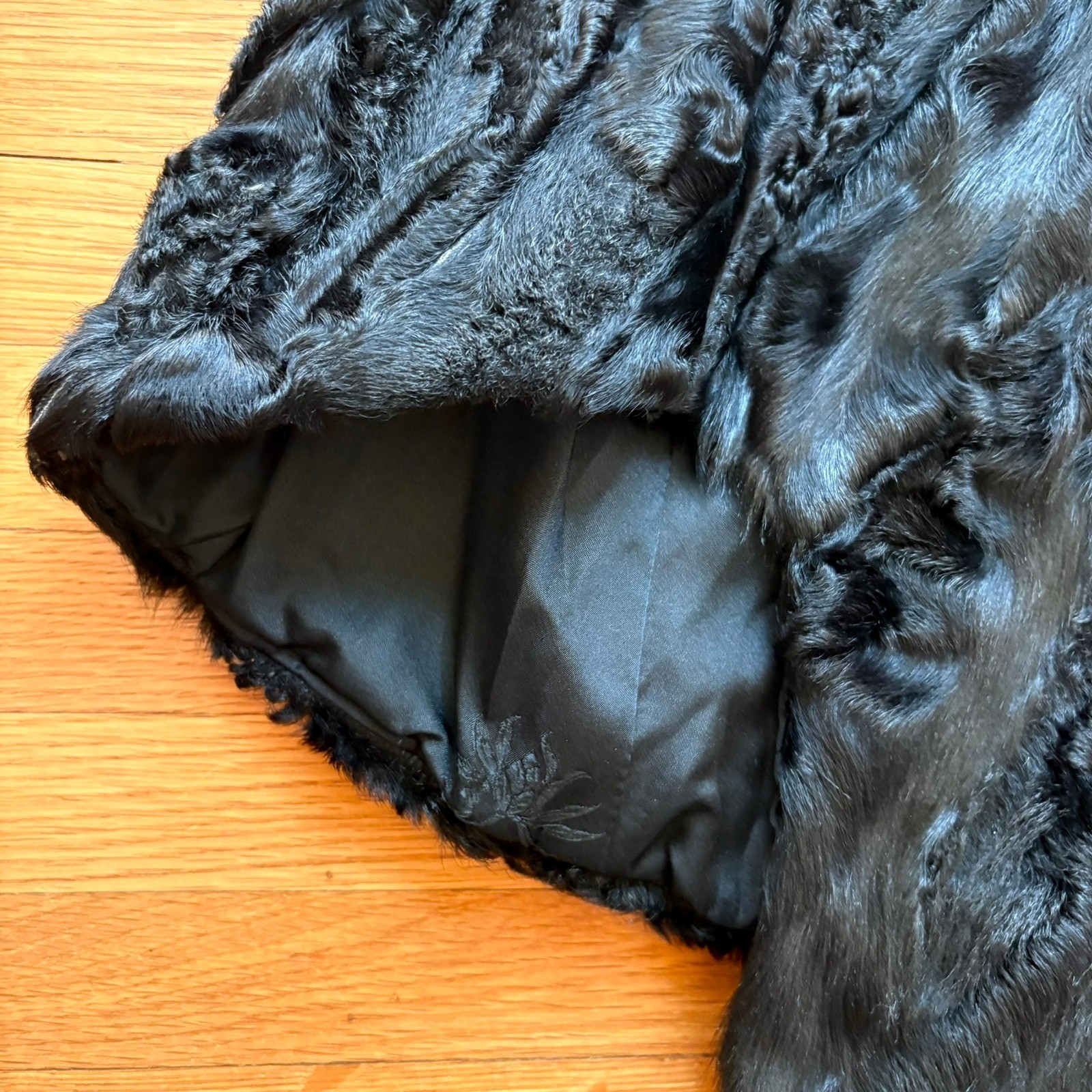 Eilers Vintage 1950s Black Persian Lamb Fur Capelet Portrait Collar Karakul Cape